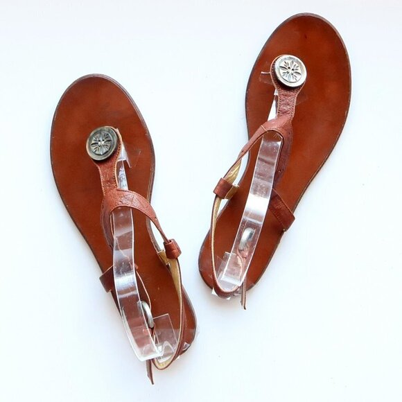 Isabella Fiore Brown Italian Leather Thong Sandals Flat Summer Shoes Size 8.5 - Picture 15 of 15